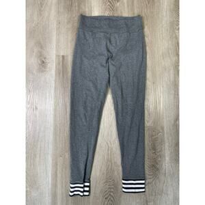 Adidas Gray Leggings Womens Medium Striped Ankle Stretch Yoga Gym Pants